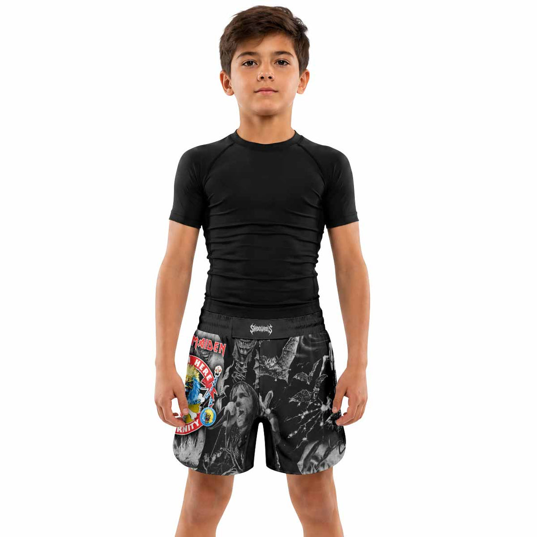 Iron Maiden From Here to Eternity Eddie Kids Grappling Shorts - lifestyle