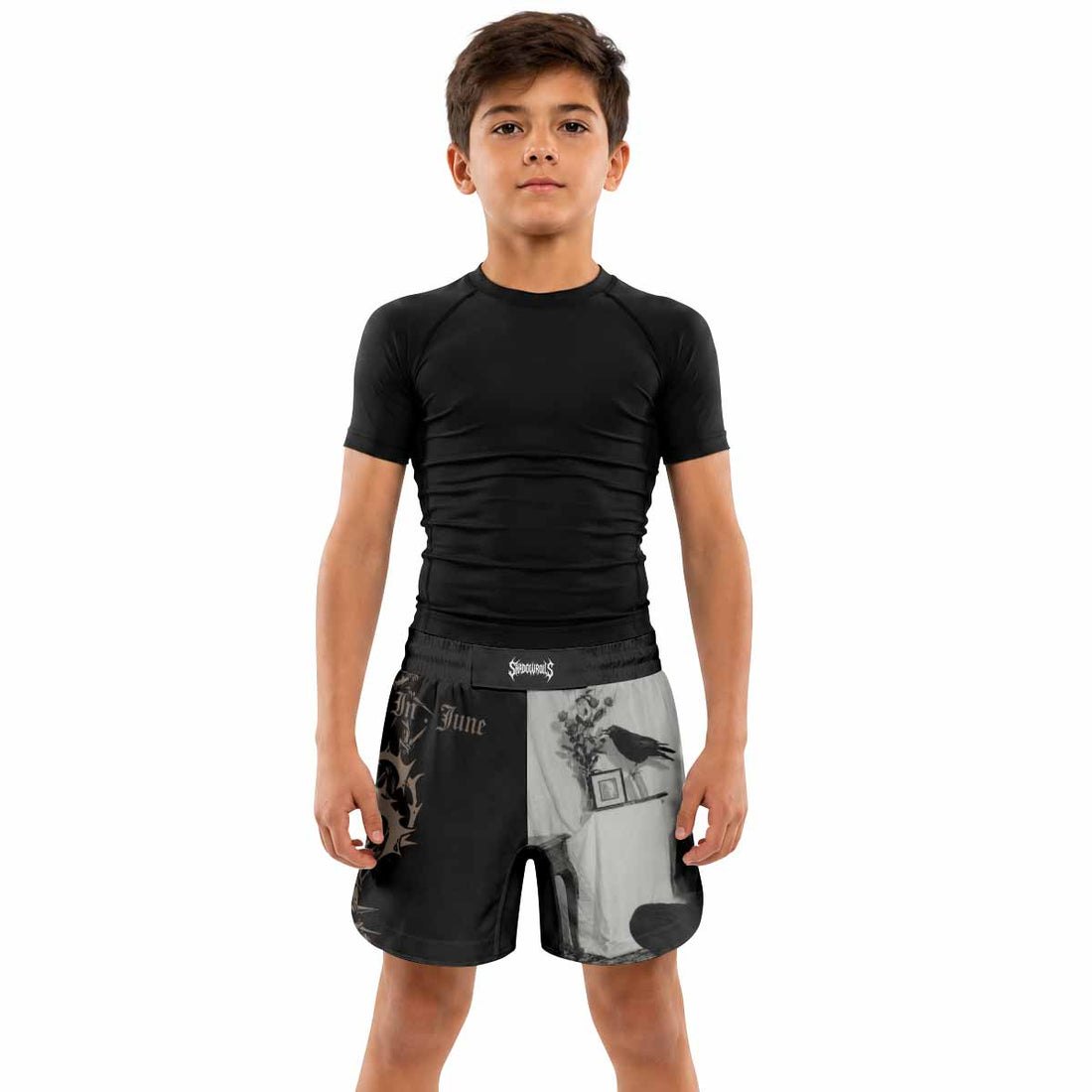 Death in June Ritual Raven Kids Grappling Shorts - lifestyle