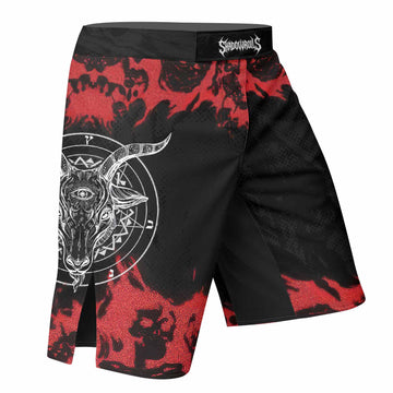 Baphomet Seal Fight Shorts - MMA, BJJ, and Boxing Performance Gear - right side mockup