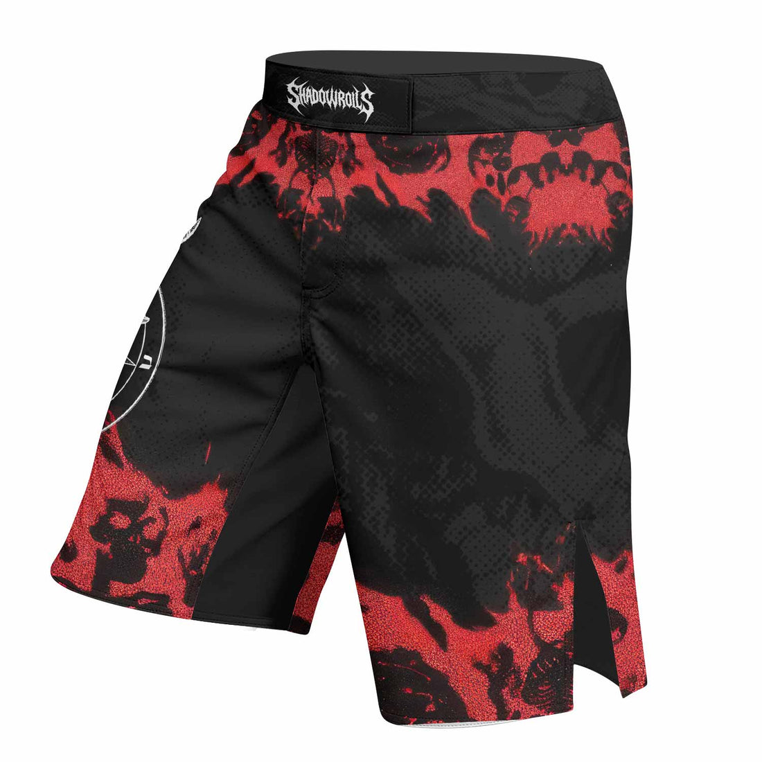 Baphomet Seal Fight Shorts - MMA, BJJ, and Boxing Performance Gear - right side mockup