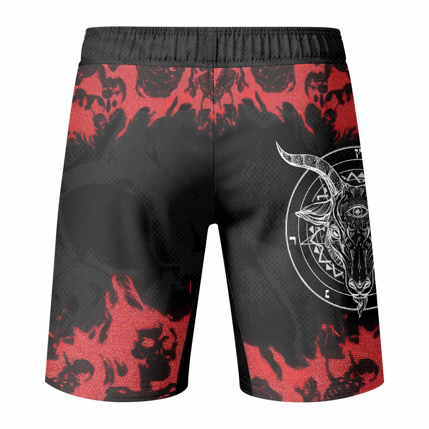 Baphomet Seal Fight Shorts - MMA, BJJ, and Boxing Performance Gear - back view mockup
