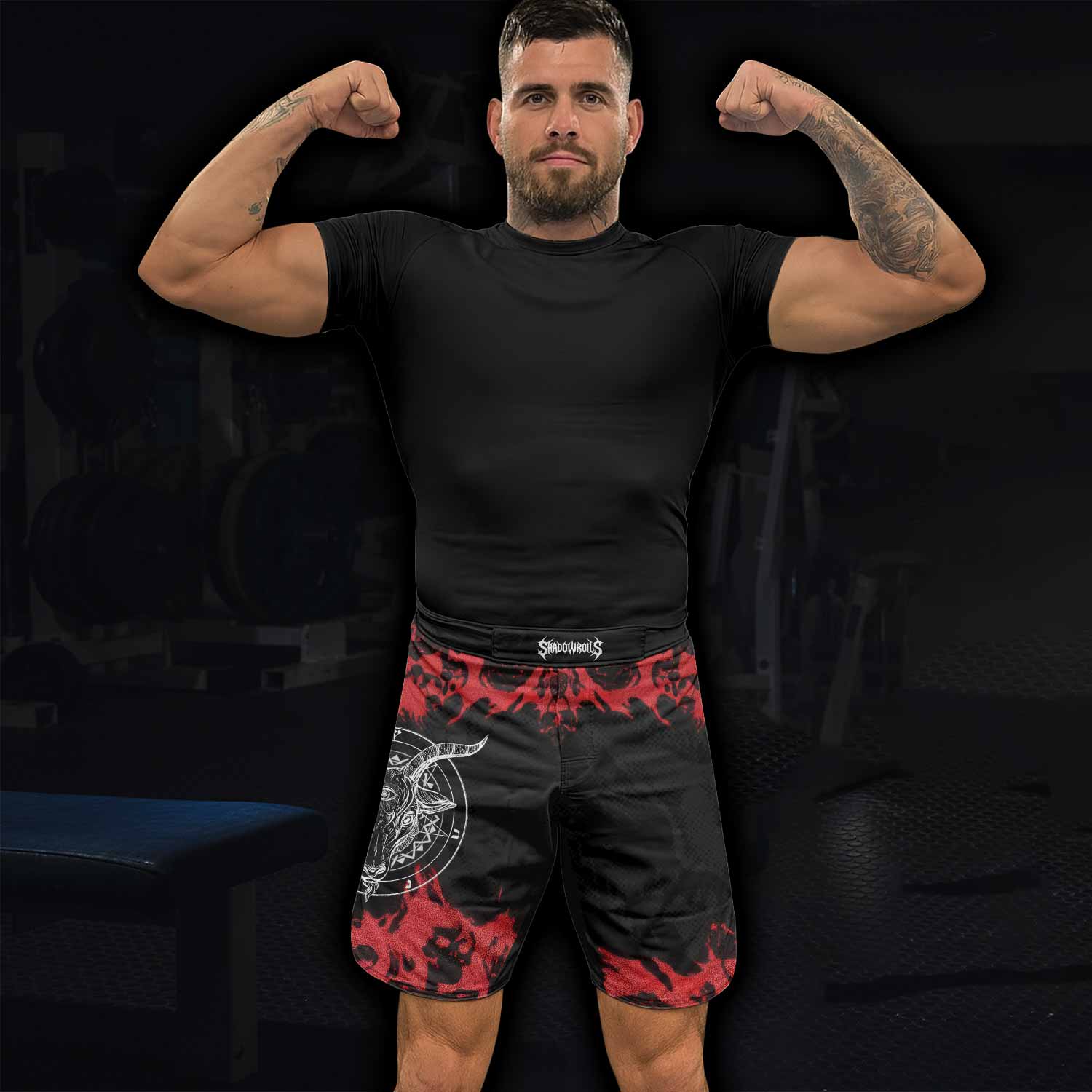 Baphomet Seal Fight Shorts - MMA, BJJ, and Boxing Performance Gear - lifestyle view