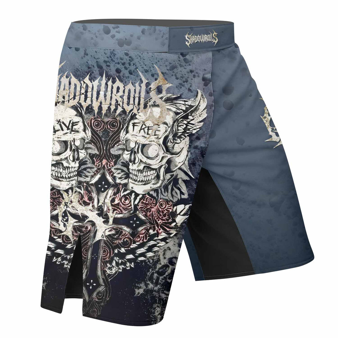 Live Free Warrior Fight Shorts - Durable MMA & Training Shorts - right side mockup
