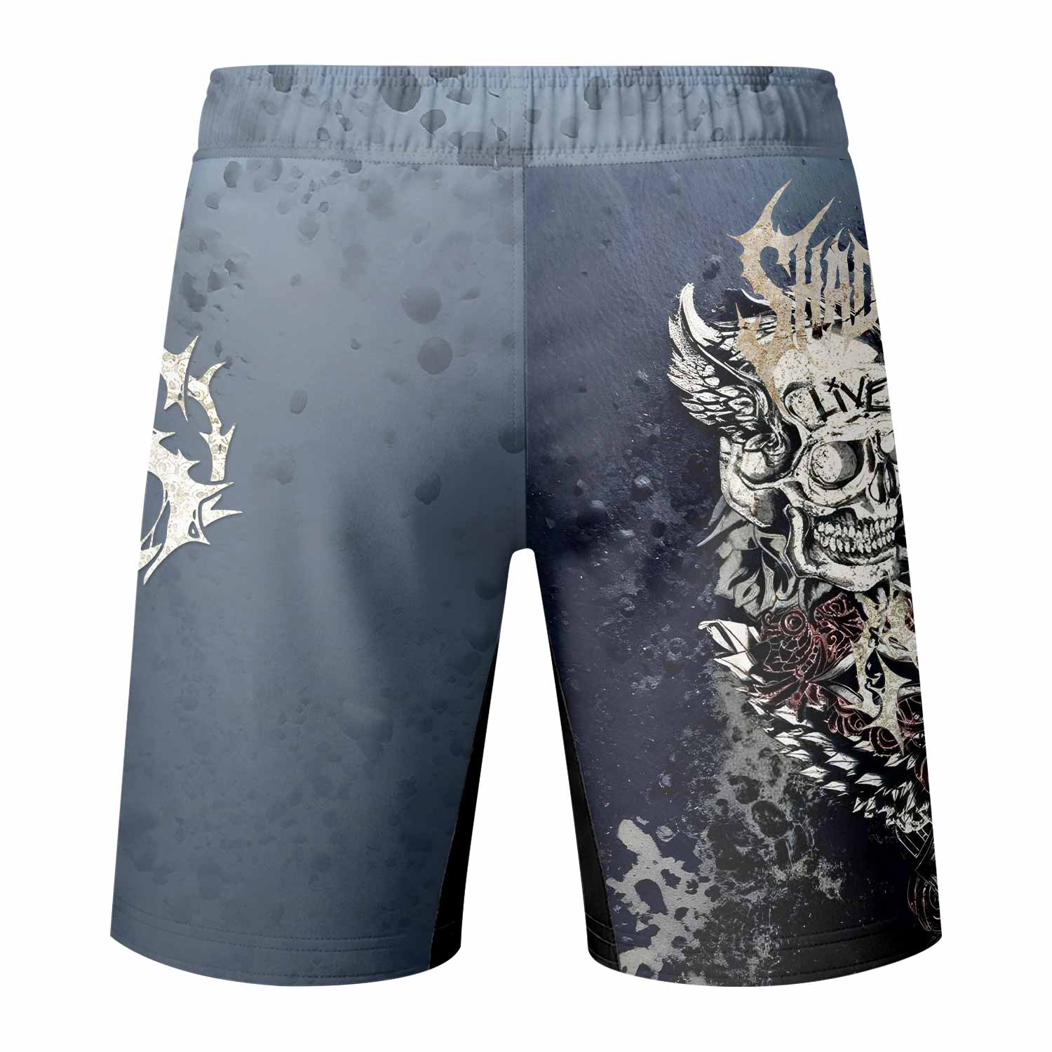 Live Free Warrior Fight Shorts - Durable MMA & Training Shorts - back view mockup