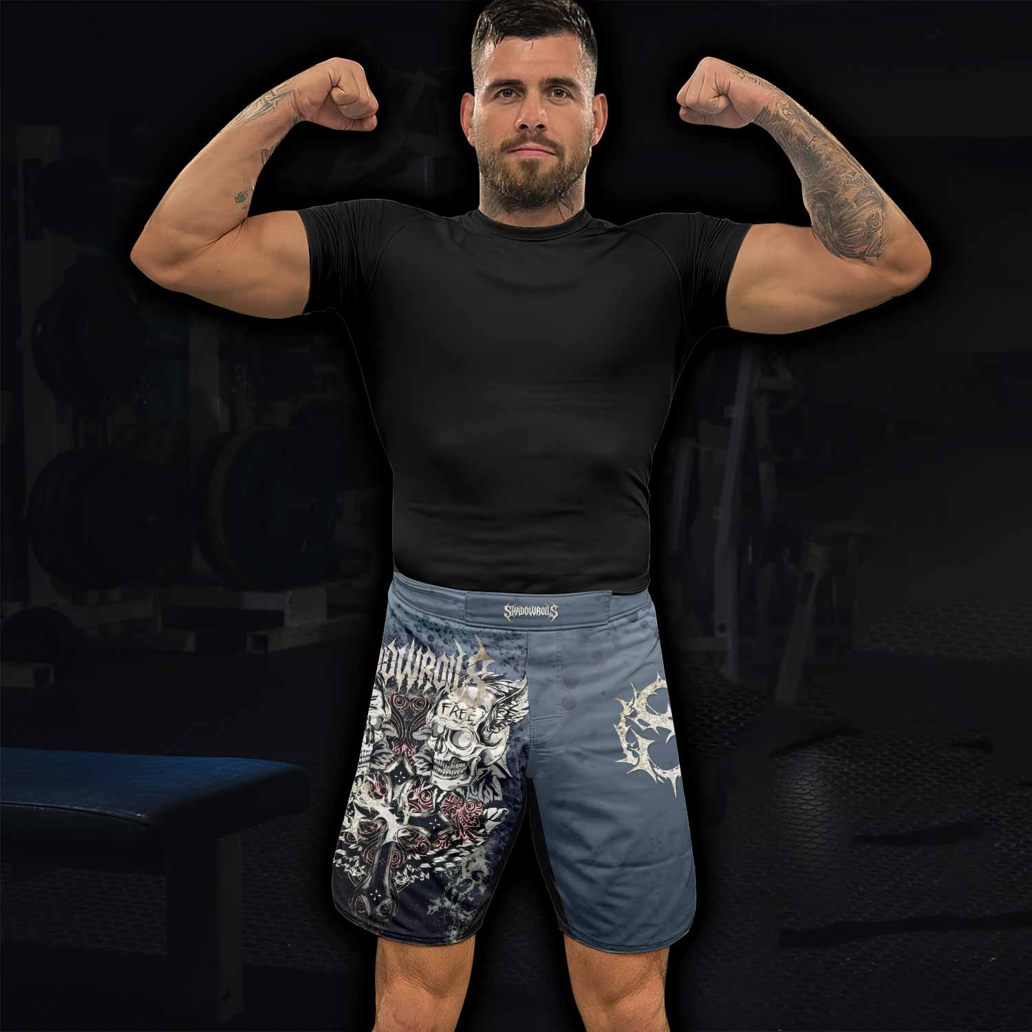 Live Free Warrior Fight Shorts - Durable MMA & Training Shorts - lifestyle view