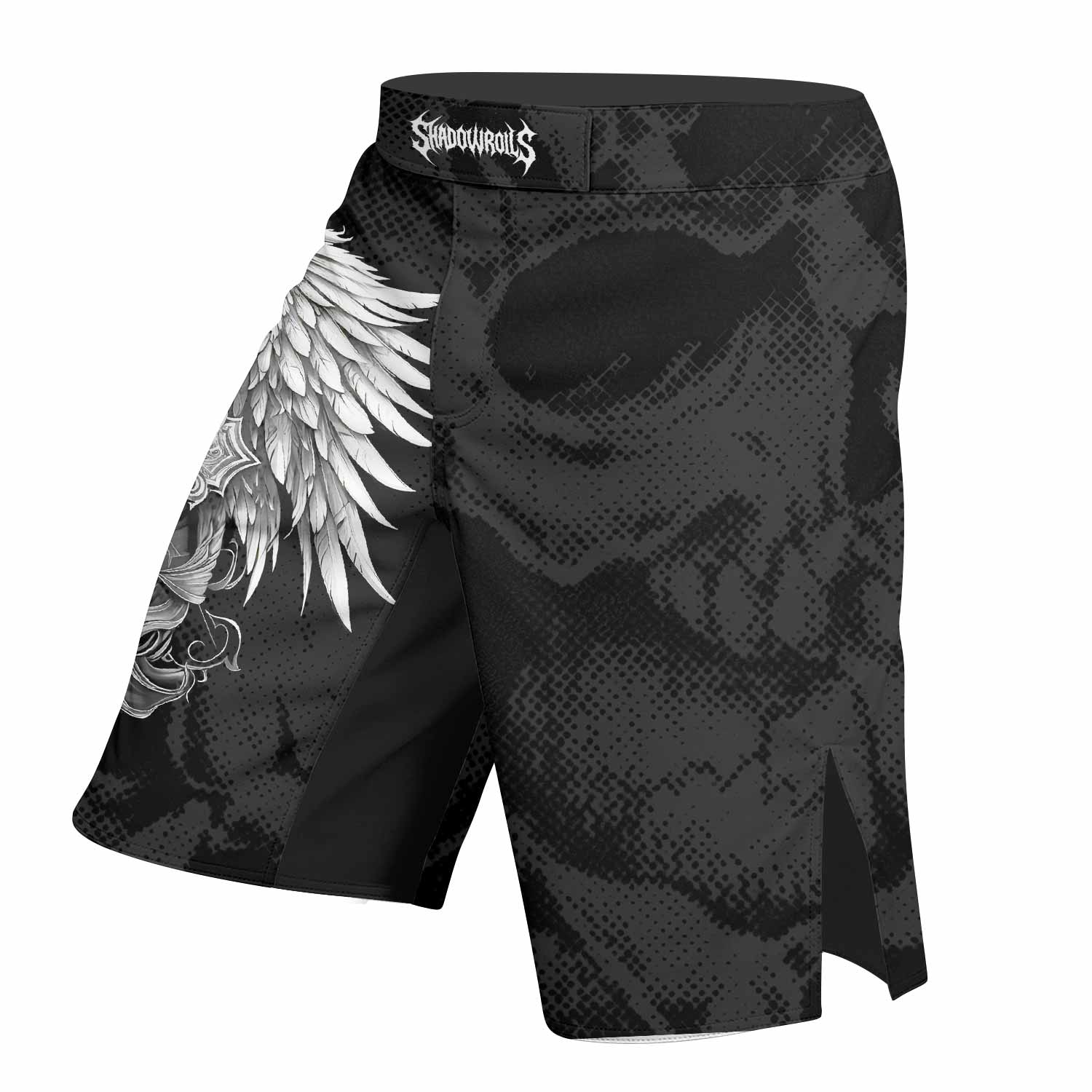 Rebirth of the Fallen Fight Shorts - Durable MMA, BJJ & Training Gear - left side mockup