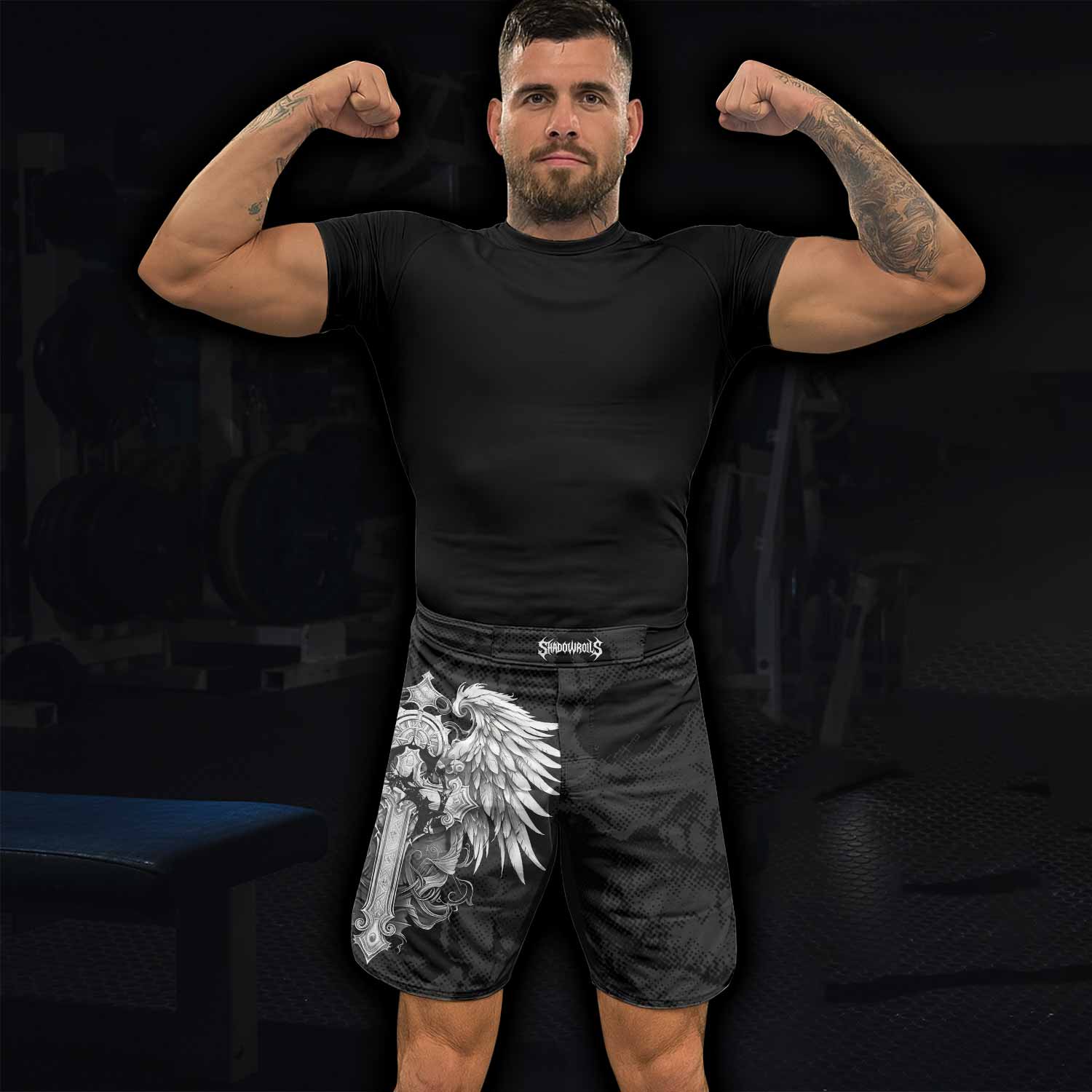 Rebirth of the Fallen Fight Shorts - Durable MMA, BJJ & Training Gear - lifestyle view