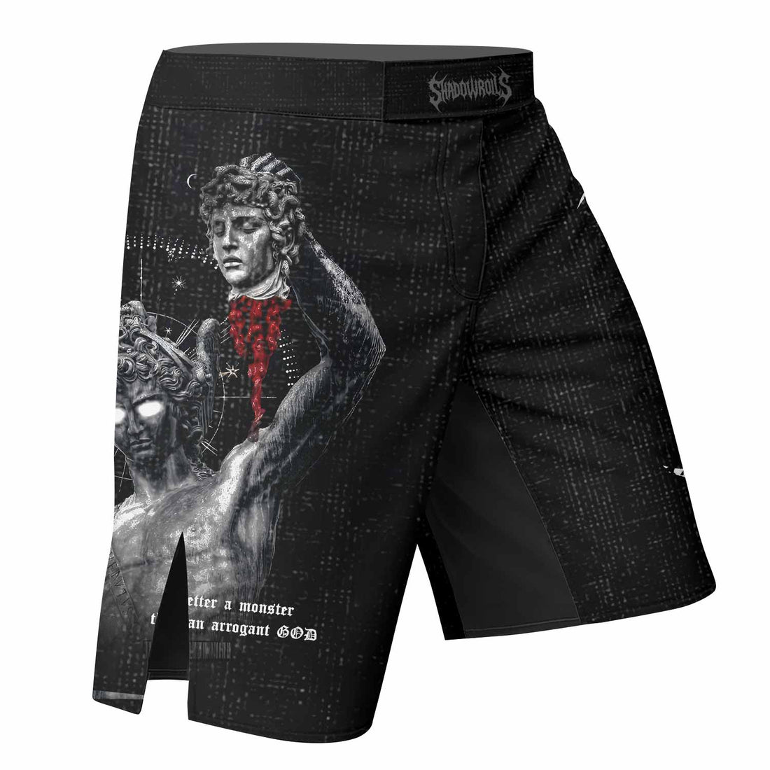 The Monster of Perseus Fight Shorts - Durable MMA & Training Gear - right side mockup