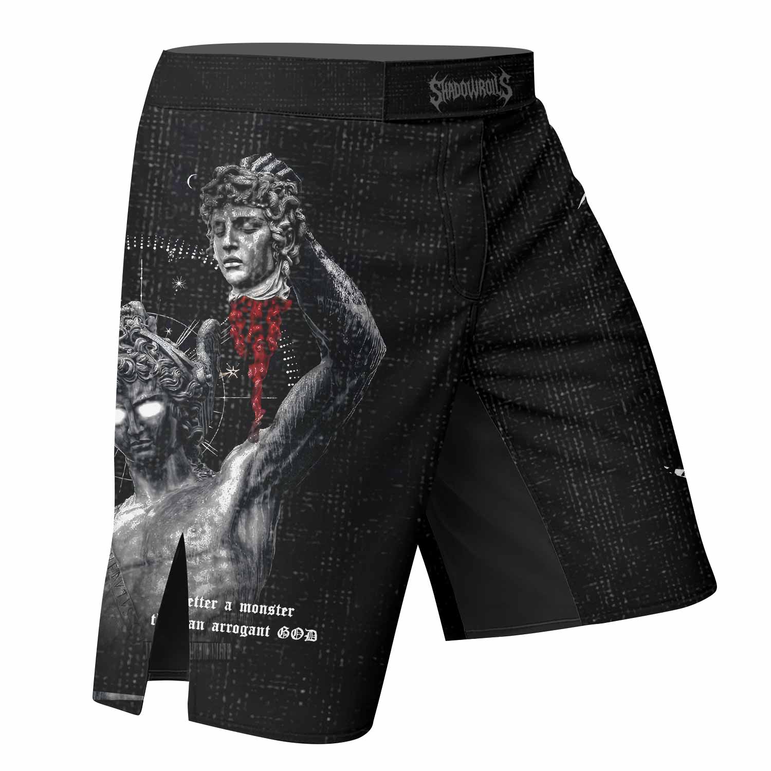 The Monster of Perseus Fight Shorts - Durable MMA & Training Gear - right side mockup