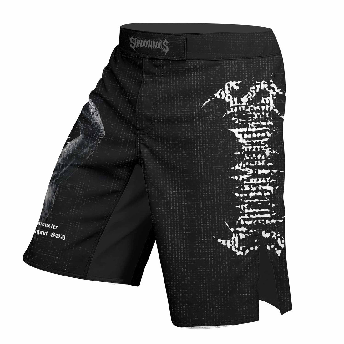The Monster of Perseus Fight Shorts - Durable MMA & Training Gear - right side mockup