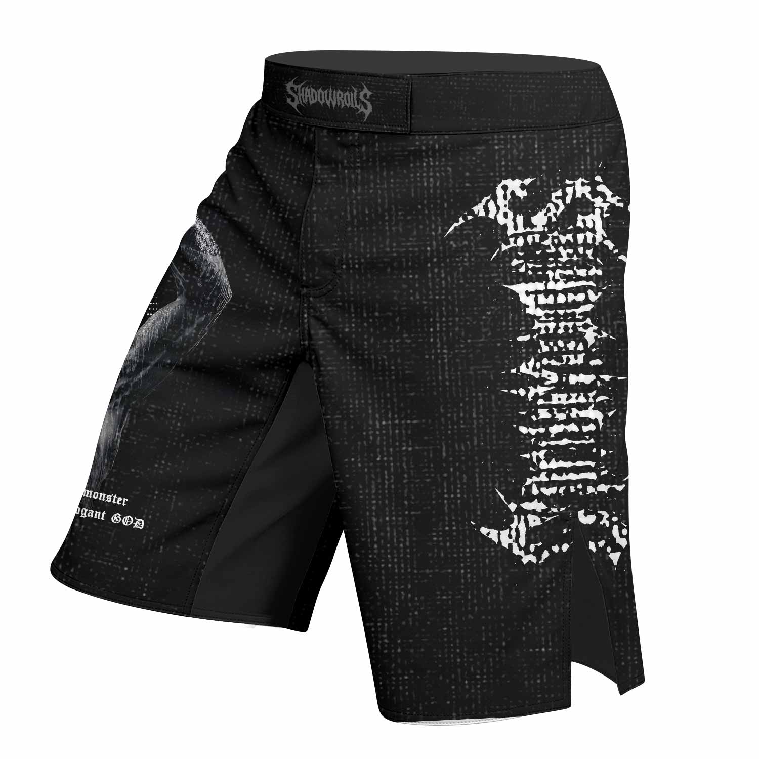 The Monster of Perseus Fight Shorts - Durable MMA & Training Gear - left side mockup