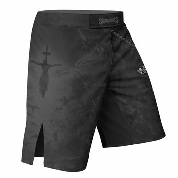 Isaiah 41:10 Fear Not Fight Shorts - Athletic MMA & Training Gear - right side mockup