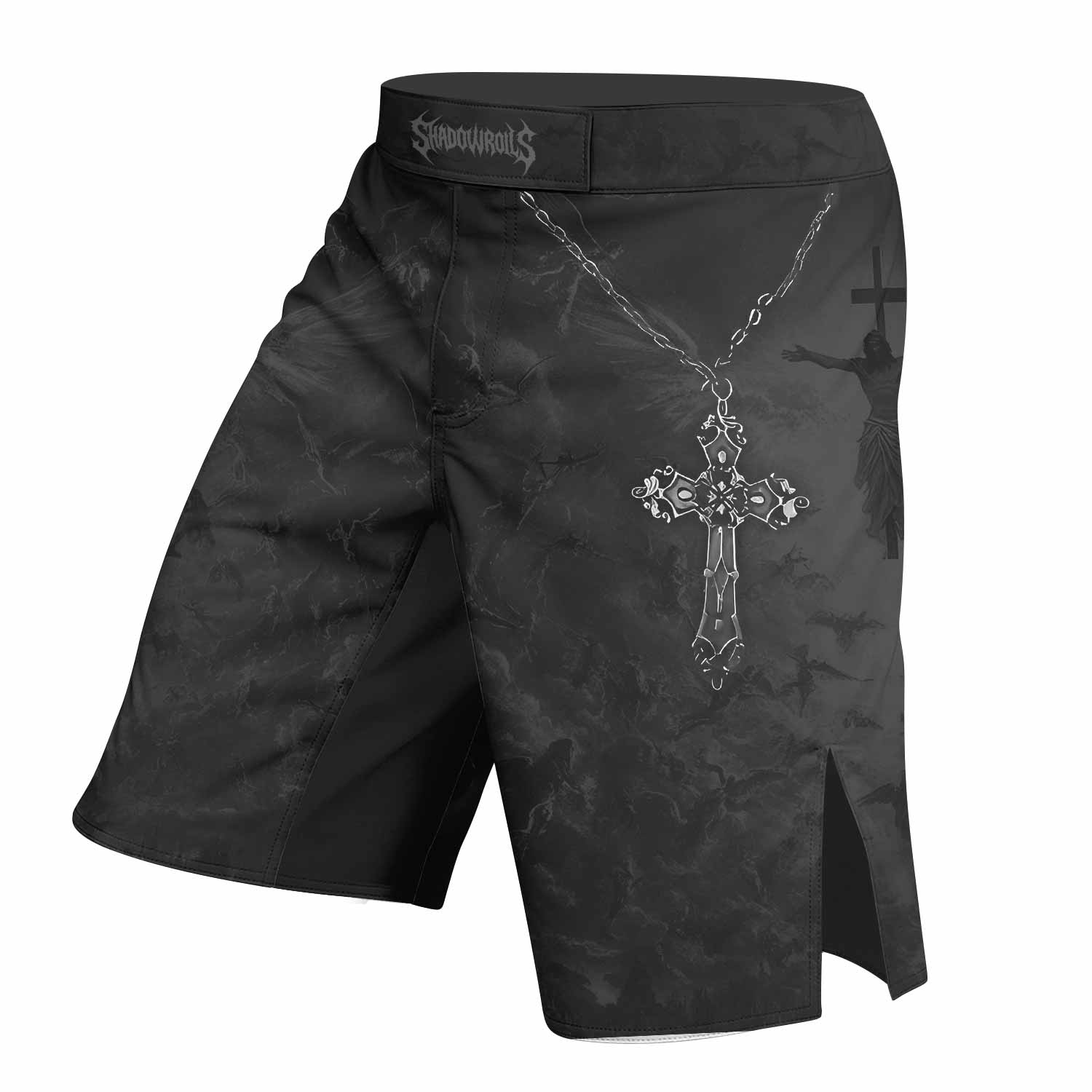 Isaiah 41:10 Fear Not Fight Shorts - Athletic MMA & Training Gear - left side mockup