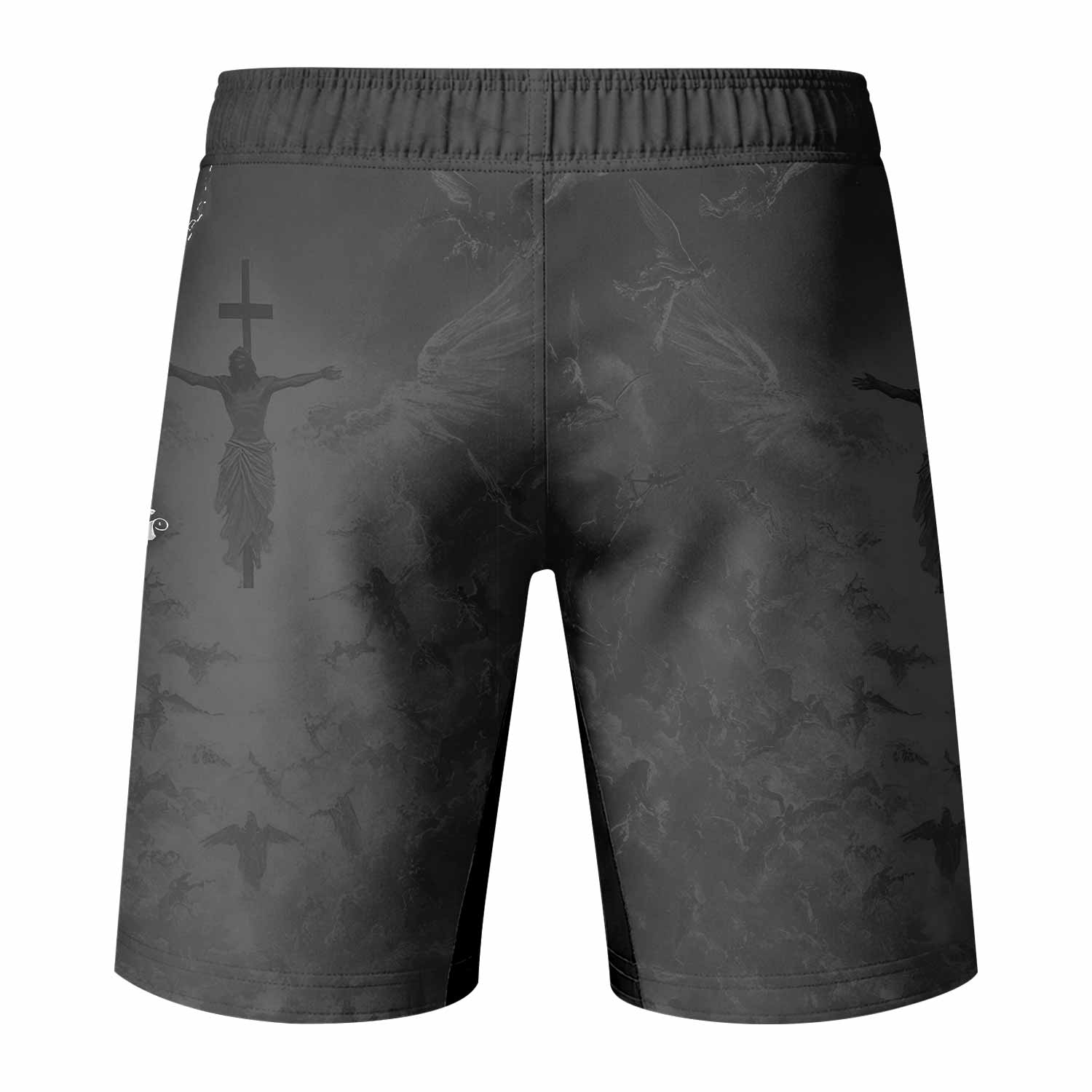 Isaiah 41:10 Fear Not Fight Shorts - Athletic MMA & Training Gear - back view mockup