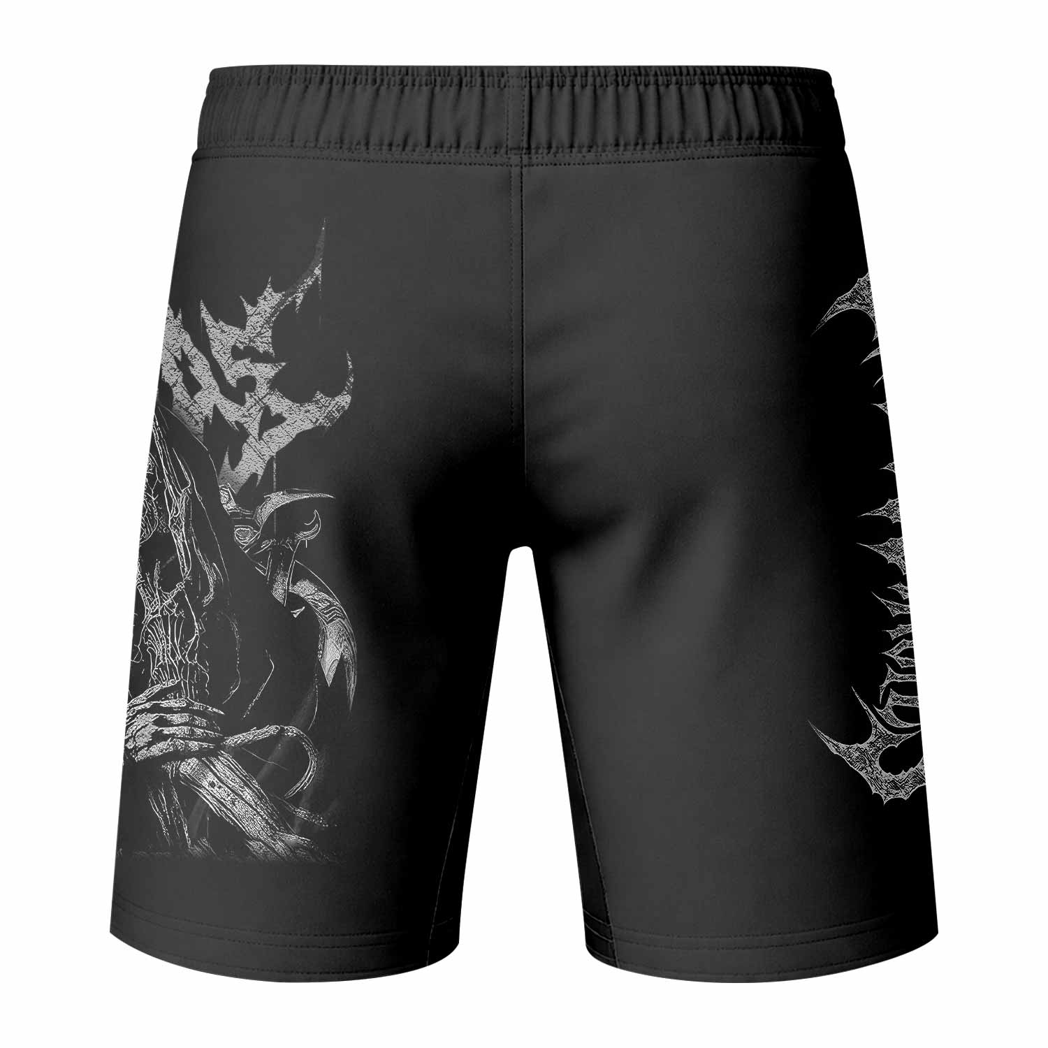Against All Gods Fight Shorts - Durable MMA, BJJ, Boxing Gear - back view mockup