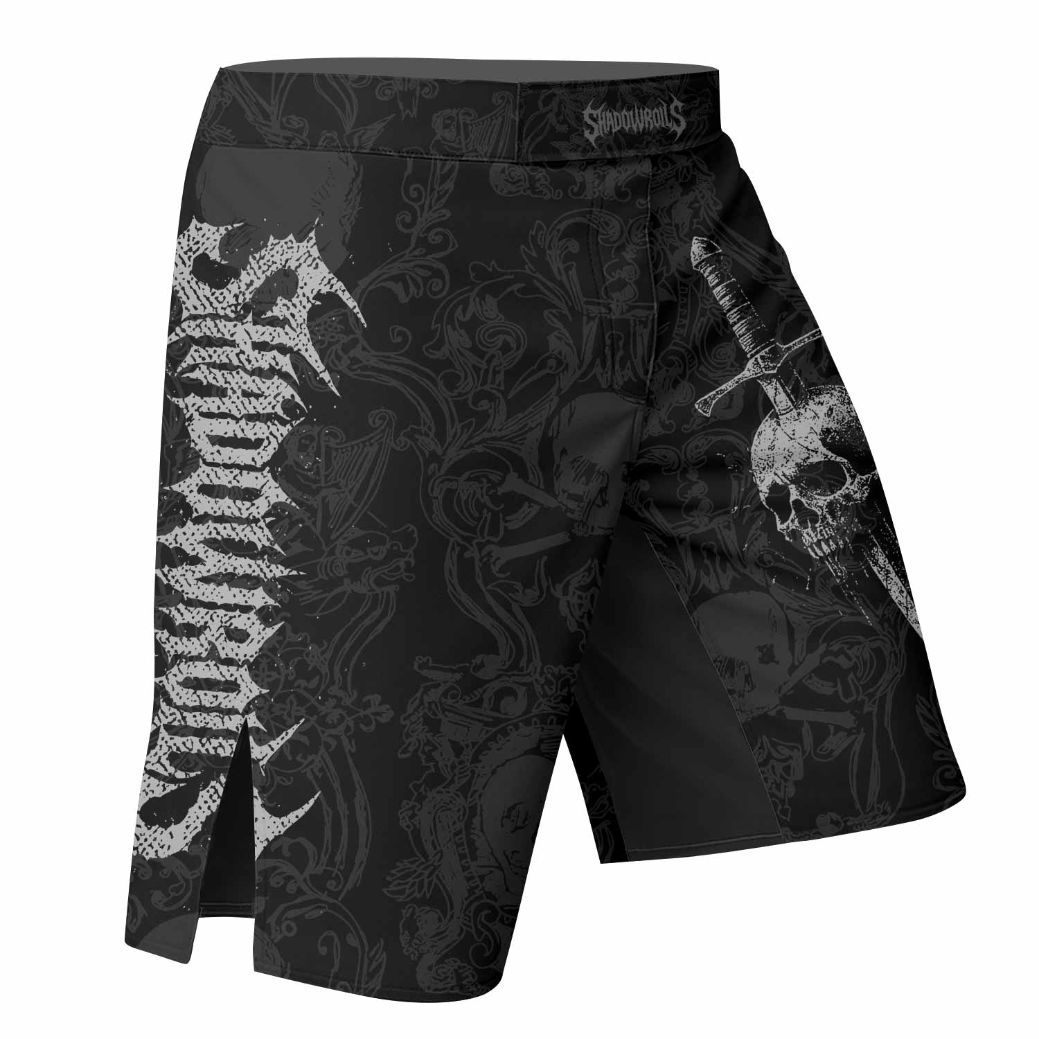 Bone Reaper Fight Shorts - Durable MMA & Training Shorts - right side mockup