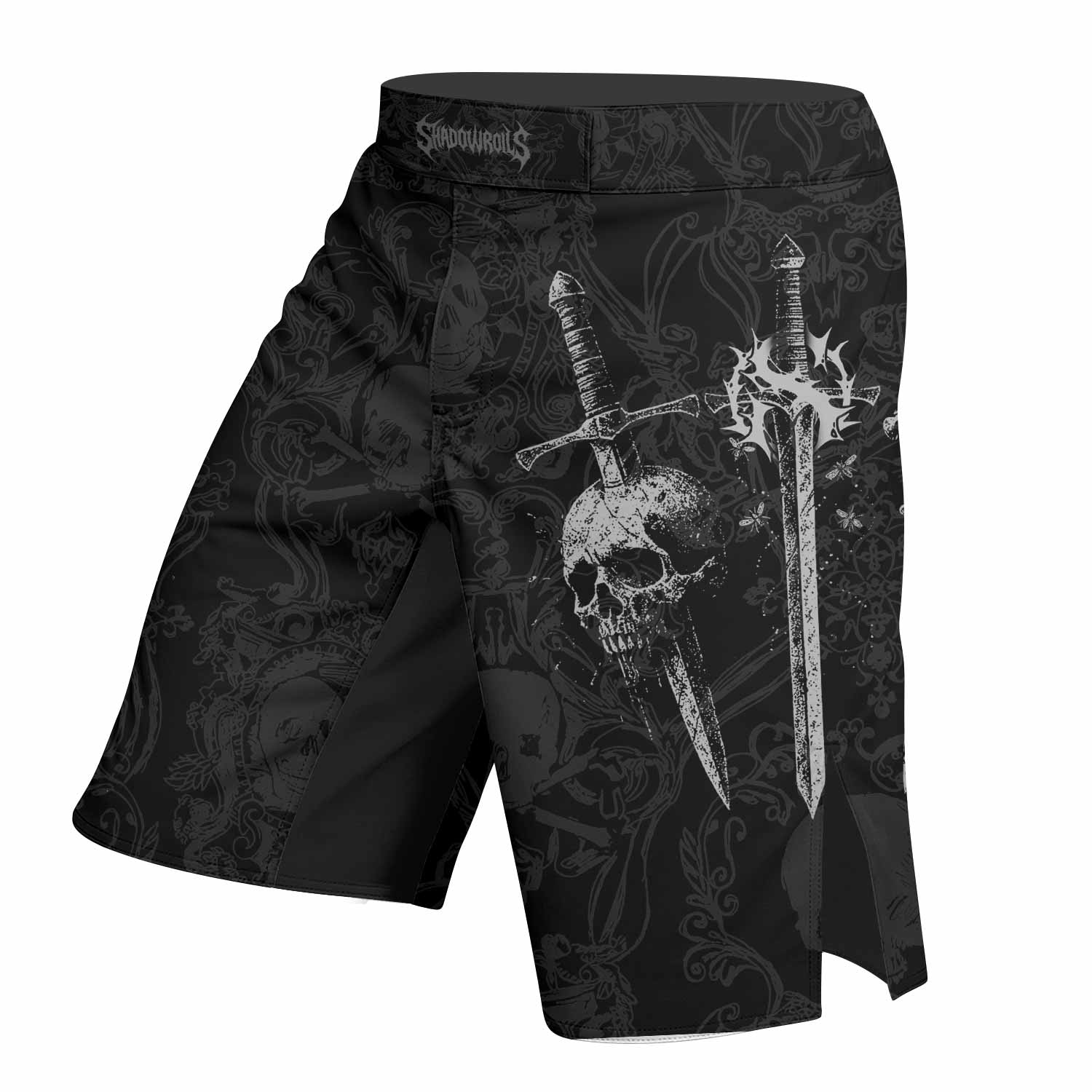 Bone Reaper Fight Shorts - Durable MMA & Training Shorts - left side mockup