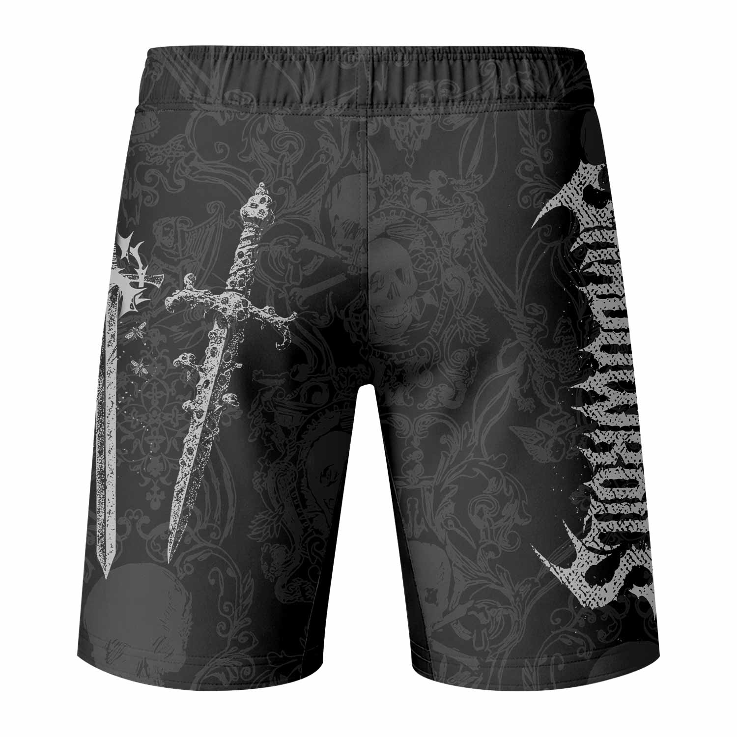 Bone Reaper Fight Shorts - Durable MMA & Training Shorts - back view mockup
