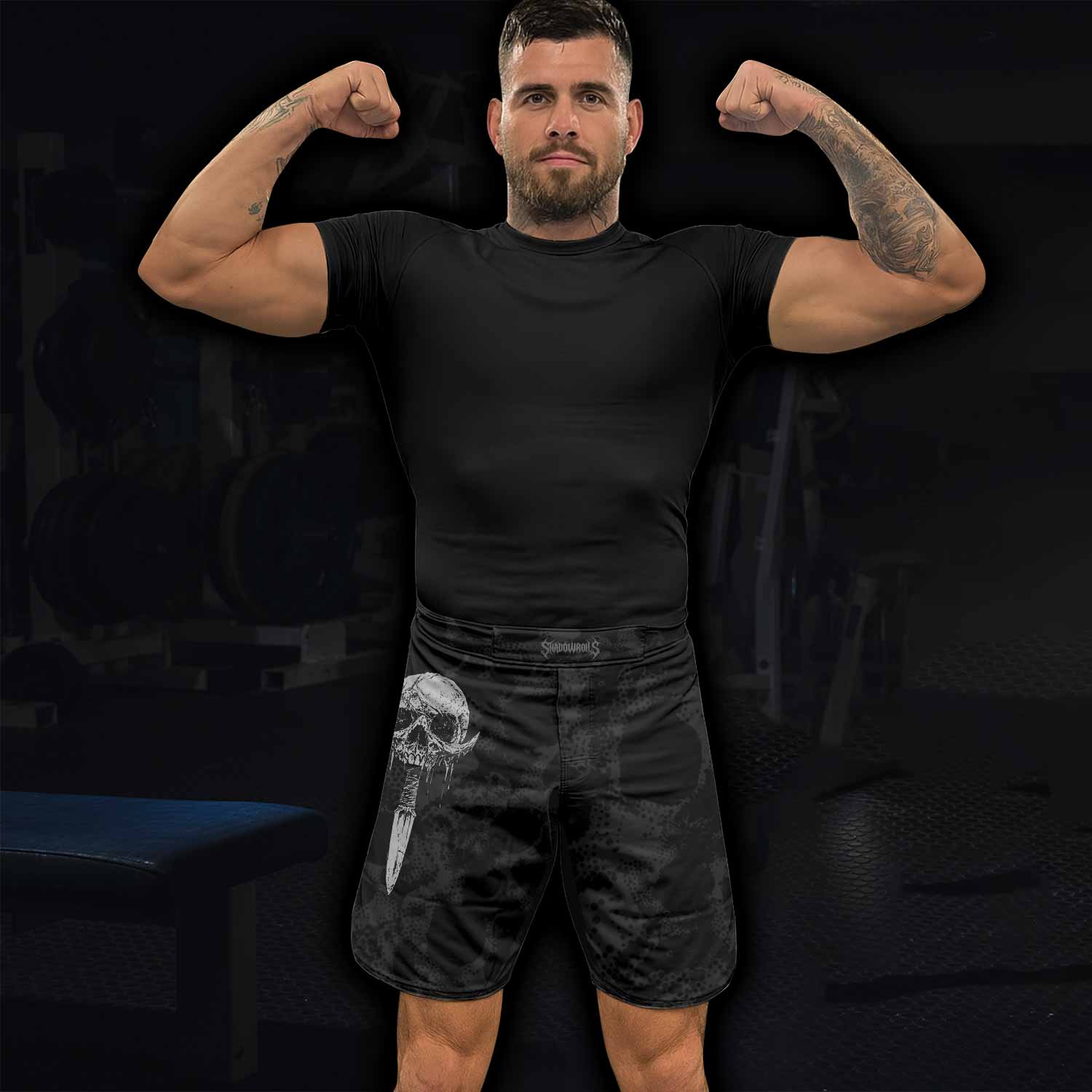 Pierced by Shadows Fight Shorts - Durable MMA, BJJ & Boxing Gear - lifestyle view
