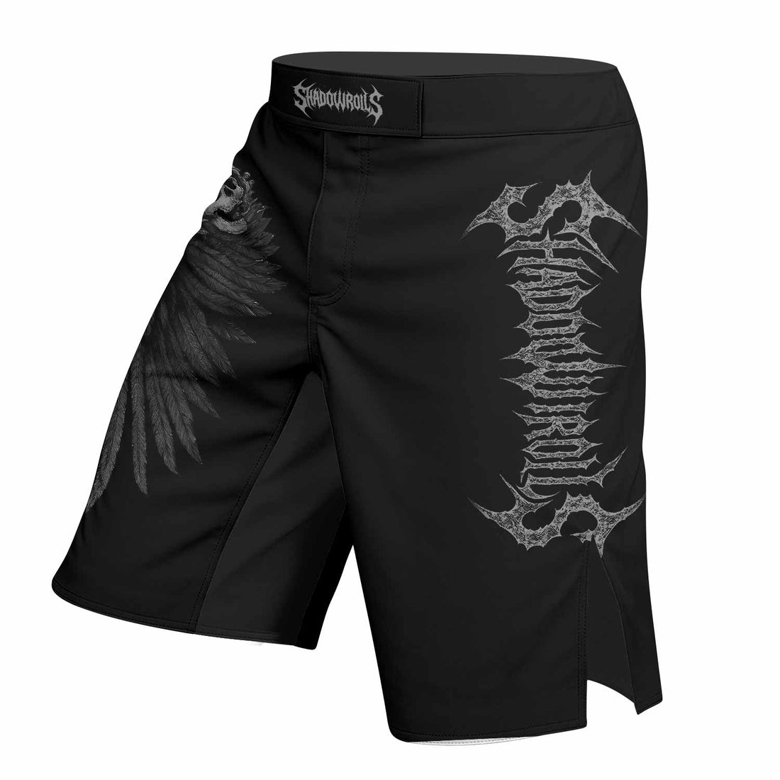 Savage Winged Skull Fight Shorts | MMA, BJJ, Boxing & Fitness - right side mockup