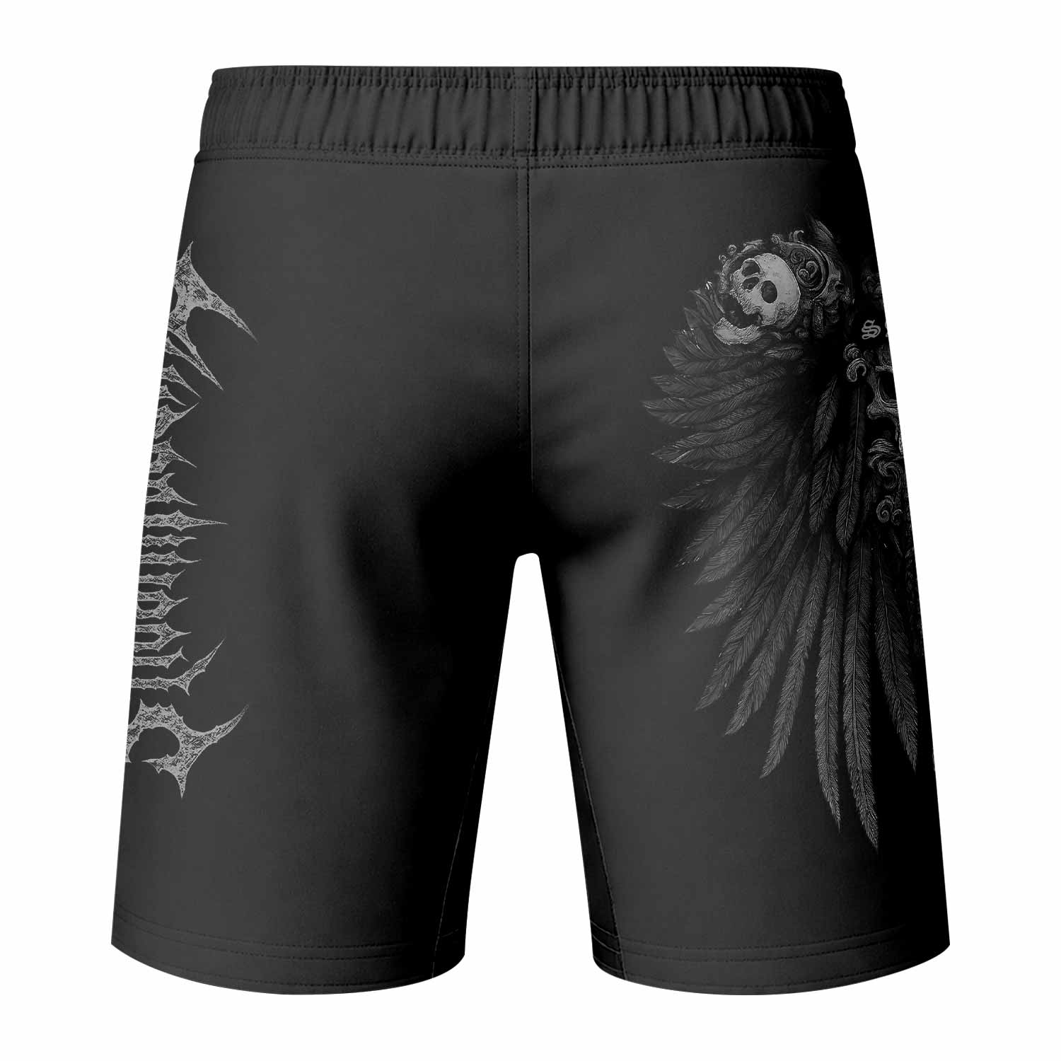 Savage Winged Skull Fight Shorts | MMA, BJJ, Boxing & Fitness - back view mockup