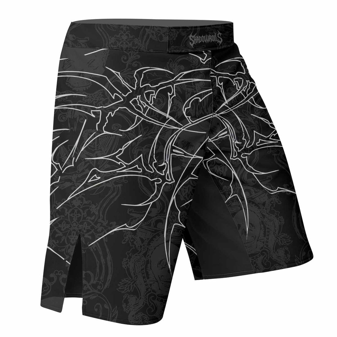 Throne of Thorns Fight Shorts - Durable MMA & Training Shorts - right side mockup