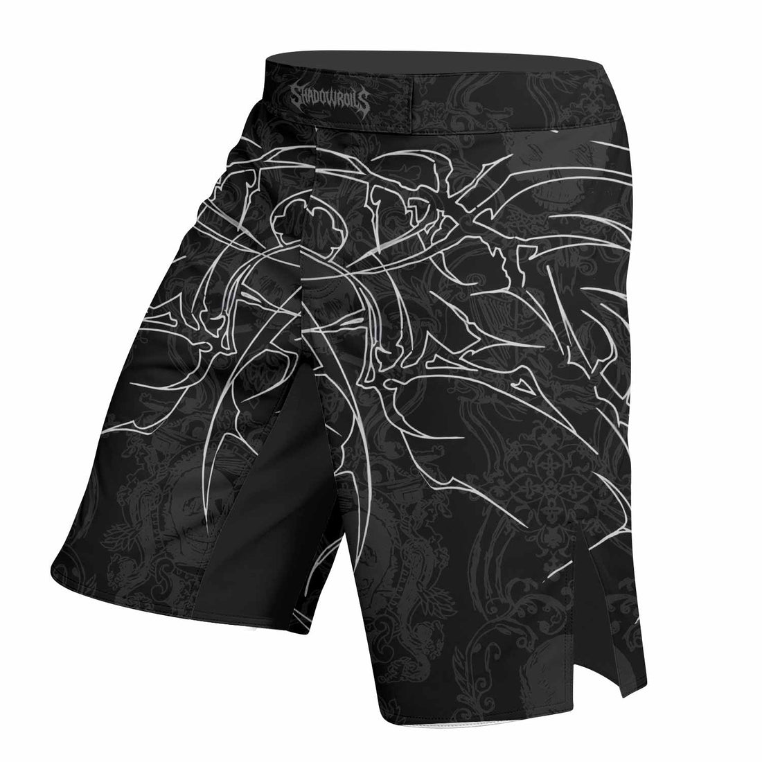 Throne of Thorns Fight Shorts - Durable MMA & Training Shorts - right side mockup