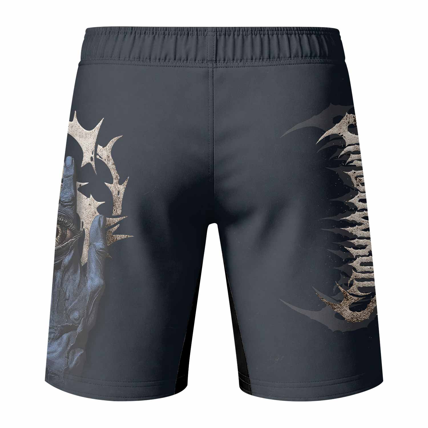 The All-Seeing Hand Fight Shorts - Durable MMA, BJJ, Boxing Gear - back view mockup