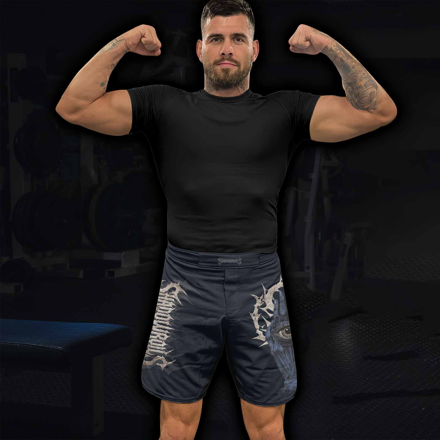 The All-Seeing Hand Fight Shorts - Durable MMA, BJJ, Boxing Gear - lifestyle view