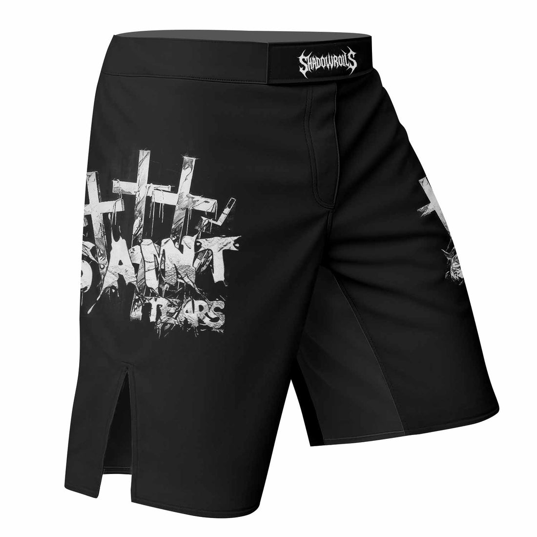 Saint Tears Fight Shorts - Durable Fight Shorts for MMA, BJJ, Boxing - right side mockup