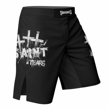 Saint Tears Fight Shorts - Durable Fight Shorts for MMA, BJJ, Boxing - right side mockup