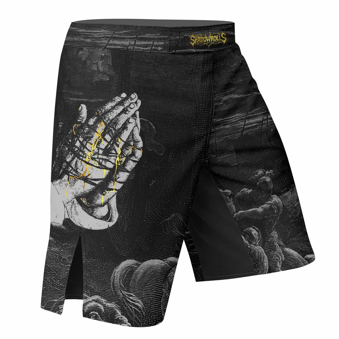 Crucified Grace Fight Shorts | Durable MMA Fight Shorts - right side mockup