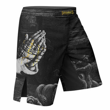 Crucified Grace Fight Shorts | Durable MMA Fight Shorts - right side mockup