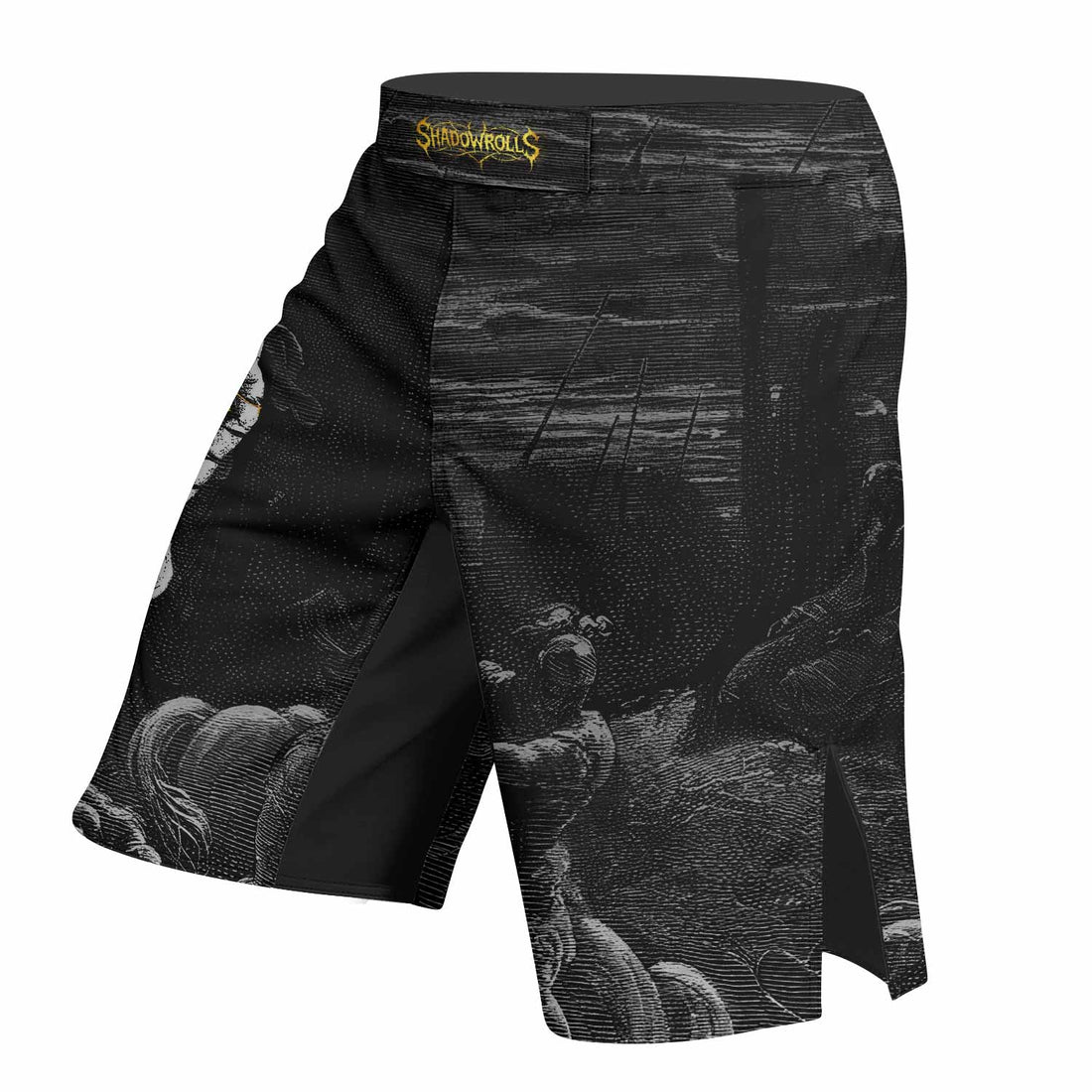 Crucified Grace Fight Shorts | Durable MMA Fight Shorts - right side mockup