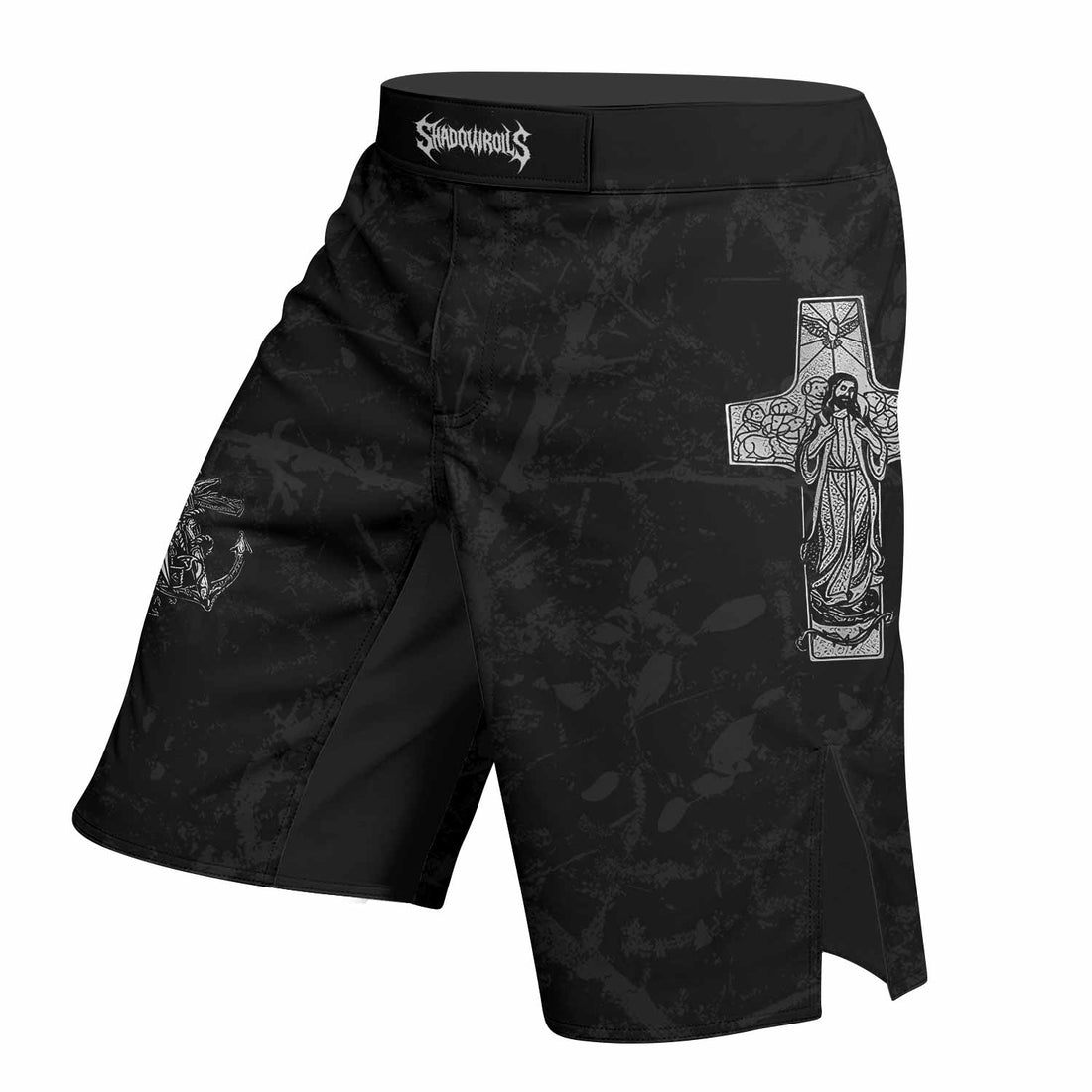 Bones of Grace Fight Shorts - Durable MMA, Boxing & BJJ Gear - right side mockup