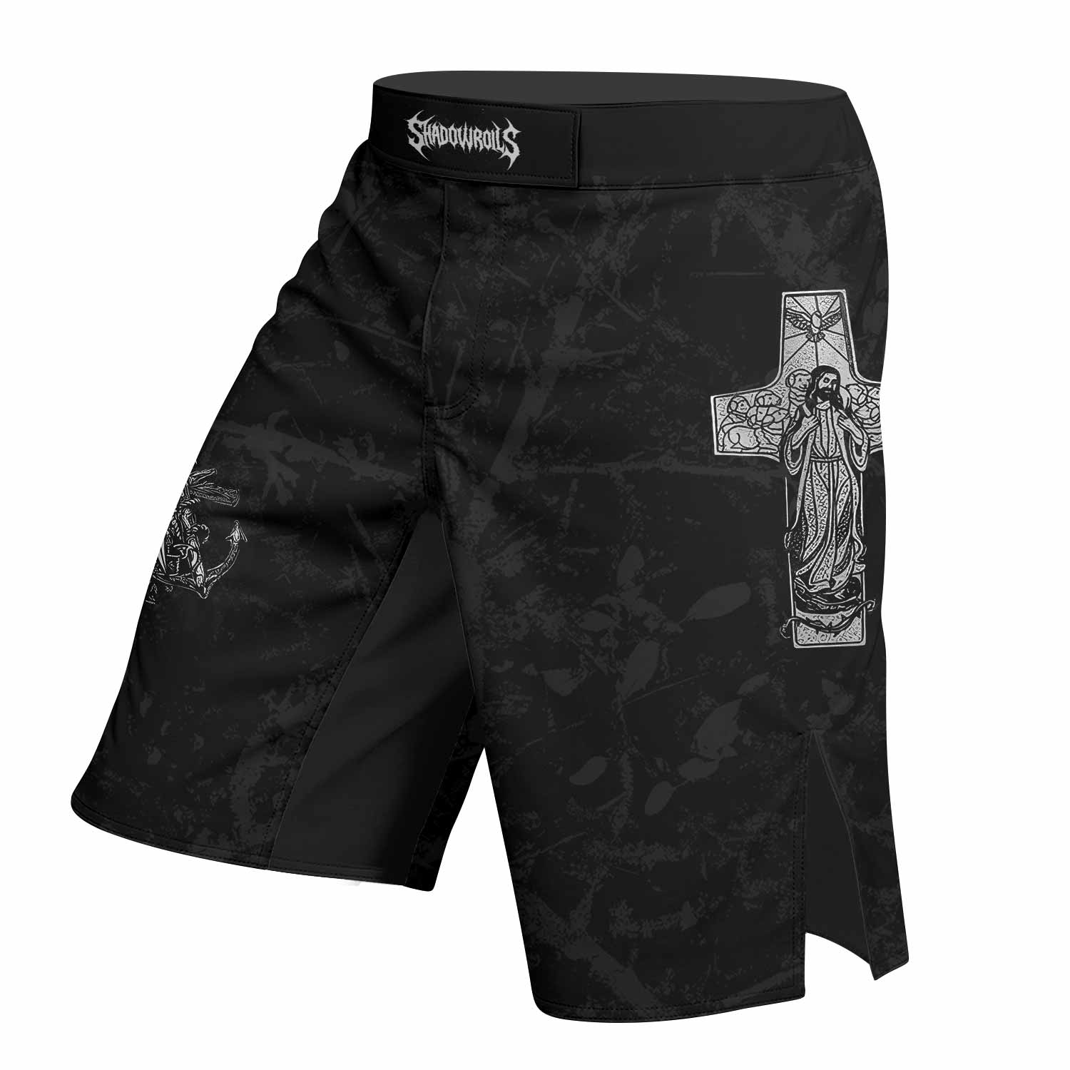 Bones of Grace Fight Shorts - Durable MMA, Boxing & BJJ Gear - left side mockup