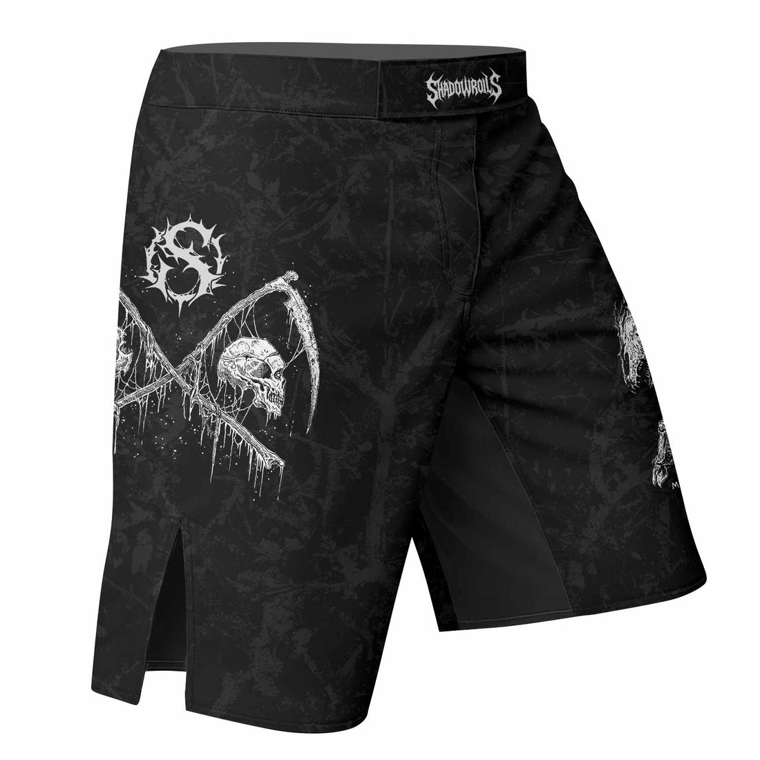 March Into Turmoil Fight Shorts - Durable MMA, BJJ, Boxing Gear - right side mockup