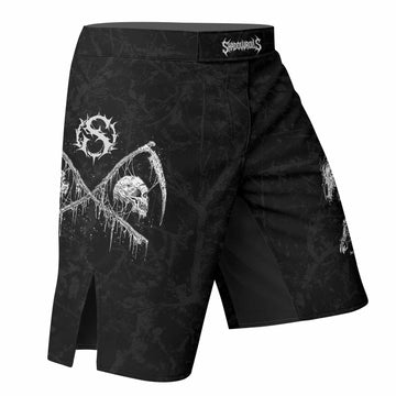 March Into Turmoil Fight Shorts - Durable MMA, BJJ, Boxing Gear - right side mockup