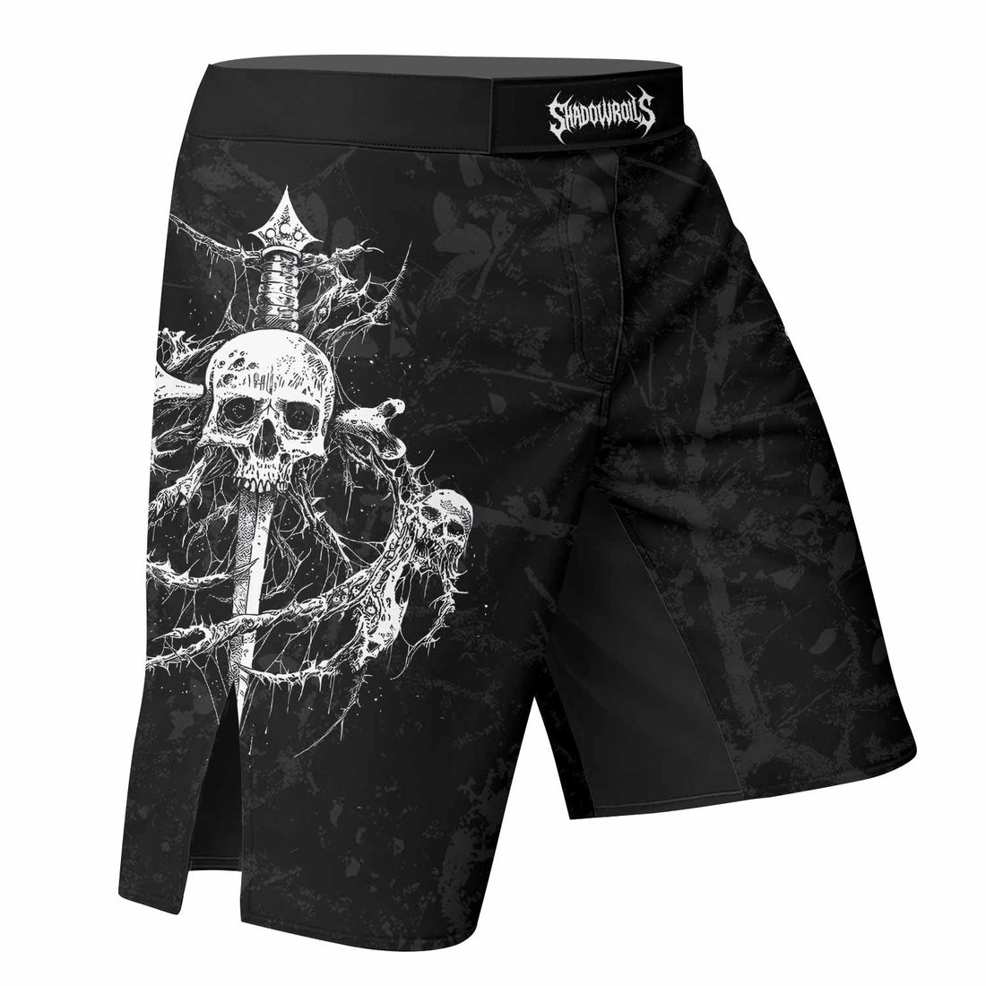 Throne Pierced Fight Shorts - Durable MMA & BJJ Performance - right side mockup