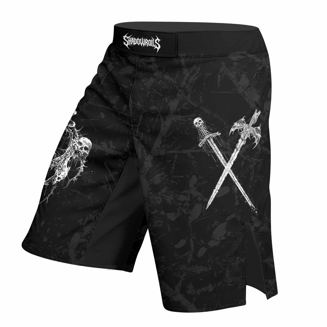 Throne Pierced Fight Shorts - Durable MMA & BJJ Performance - right side mockup