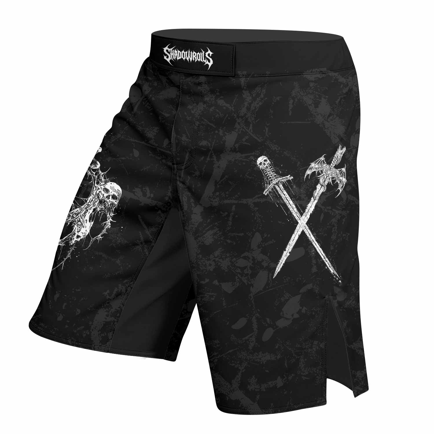 Throne Pierced Fight Shorts - Durable MMA & BJJ Performance - left side mockup