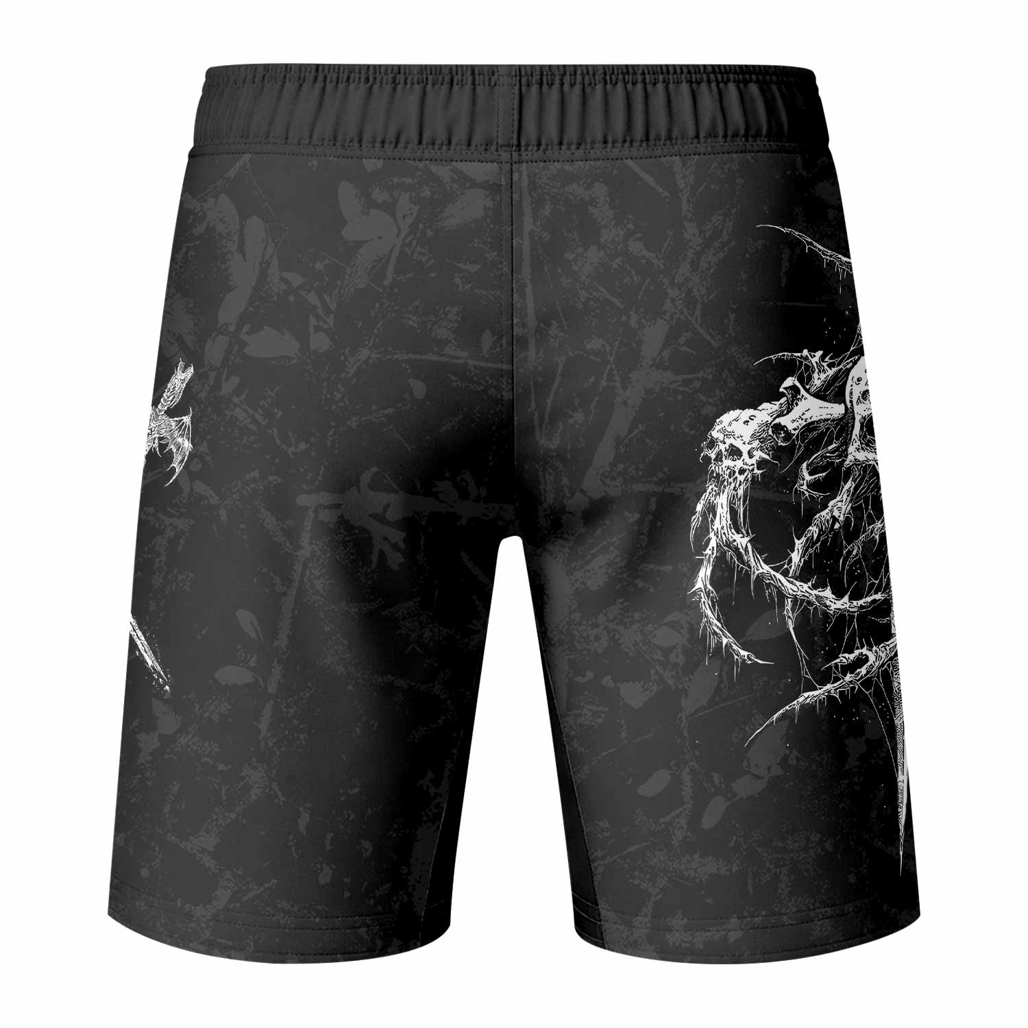 Throne Pierced Fight Shorts - Durable MMA & BJJ Performance - back view mockup