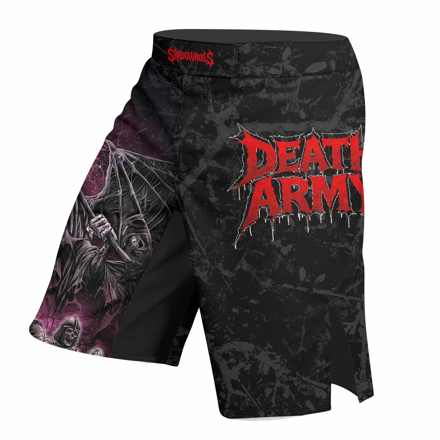 Death Army Fight Shorts - Durable MMA, BJJ & Boxing Shorts - left side mockup