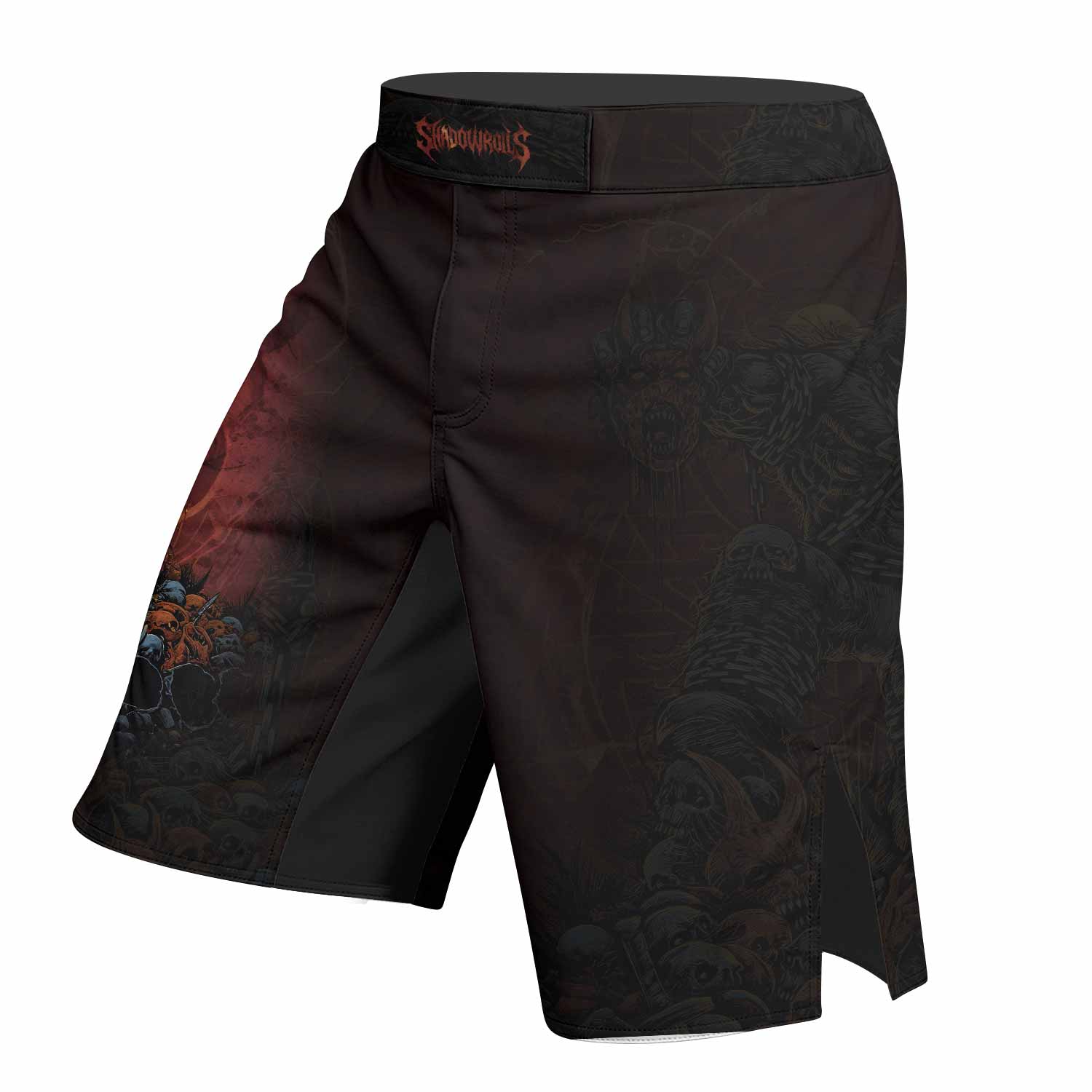 Disturbed Dominion Fight Shorts - Durable MMA & BJJ Shorts - left side mockup