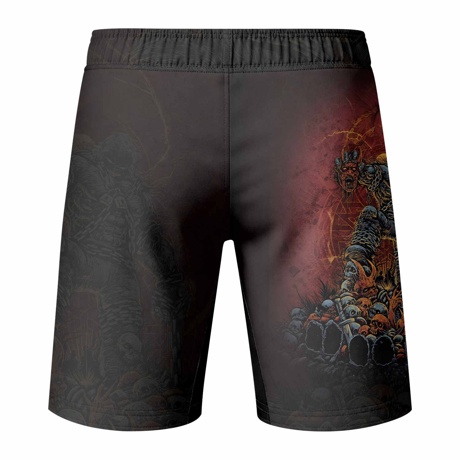 Disturbed Dominion Fight Shorts - Durable MMA & BJJ Shorts - back view mockup