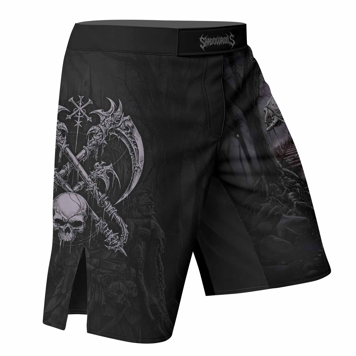 Reaper's Dominion Fight Shorts | Durable MMA & Training Shorts - right side mockup