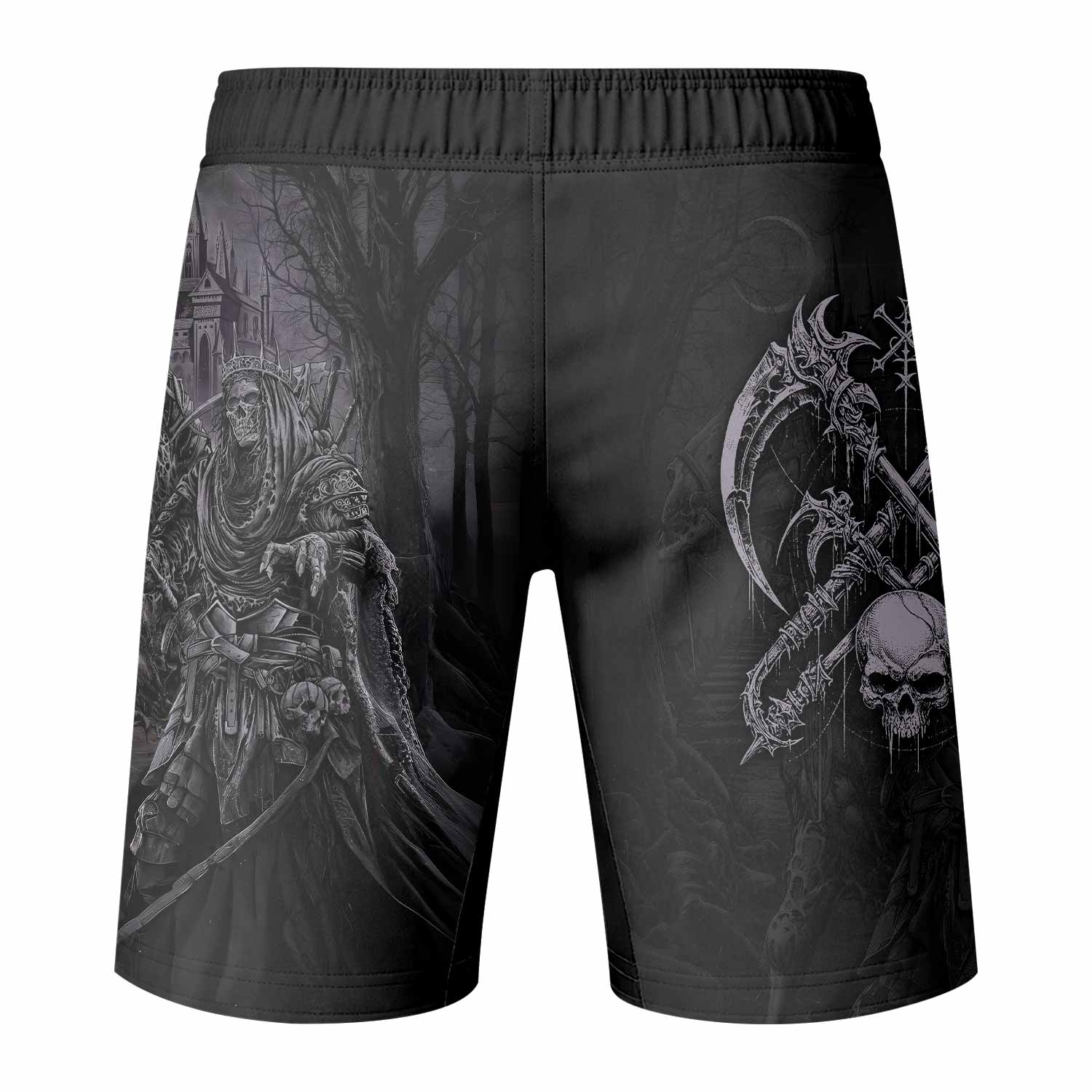 Reaper's Dominion Fight Shorts | Durable MMA & Training Shorts - back view mockup