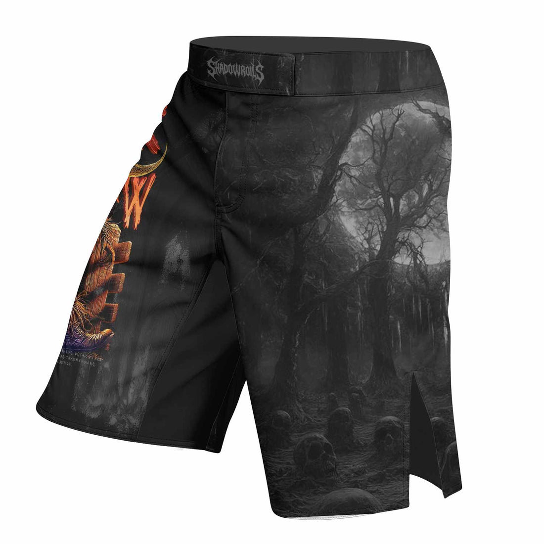 Scarecrow Prophecy Fight Shorts - Durable MMA & Gym Shorts - right side mockup