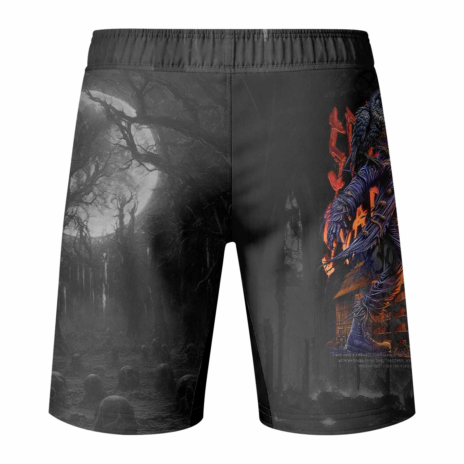 Scarecrow Prophecy Fight Shorts - Durable MMA & Gym Shorts - back view mockup