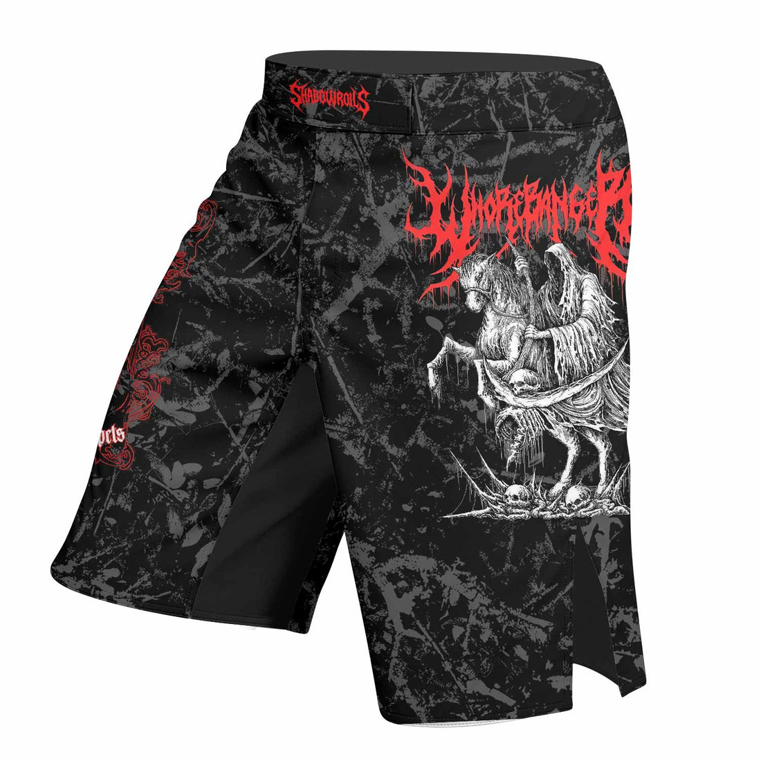 Trumpets of the End Fight Shorts - Durable & Flexible Gym Shorts - right side mockup